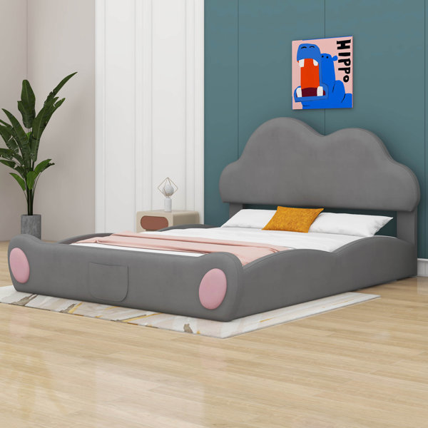 Oliver Queen Size CloudShaped Headboard Upholstered Platform